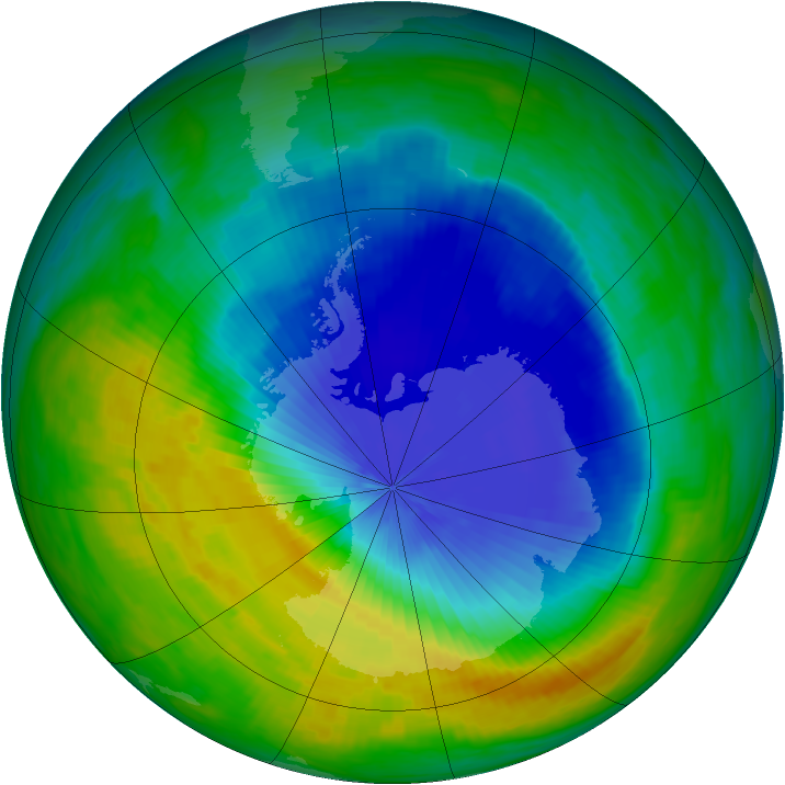 Antarctic ozone map for 01 November 1985